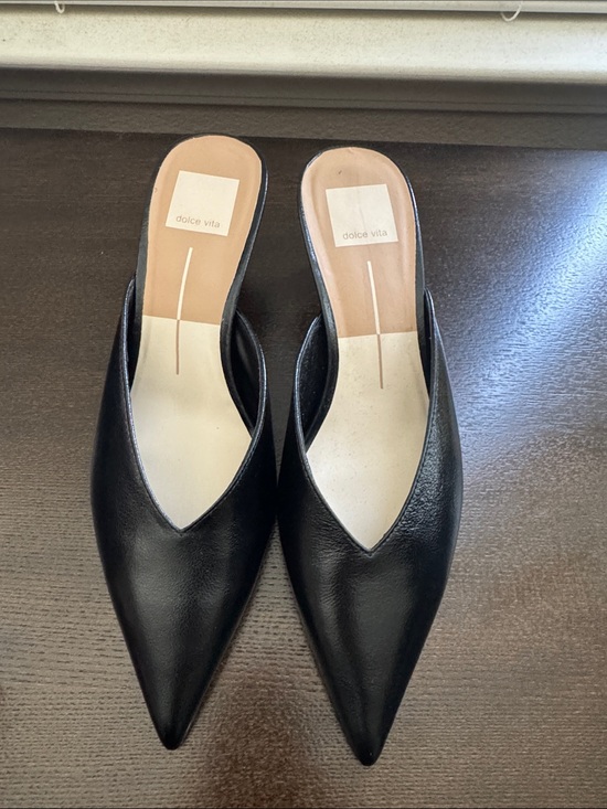 Dolce Vita Shoes - Dolce Vita Black Pointed Leather Slip-On Mules